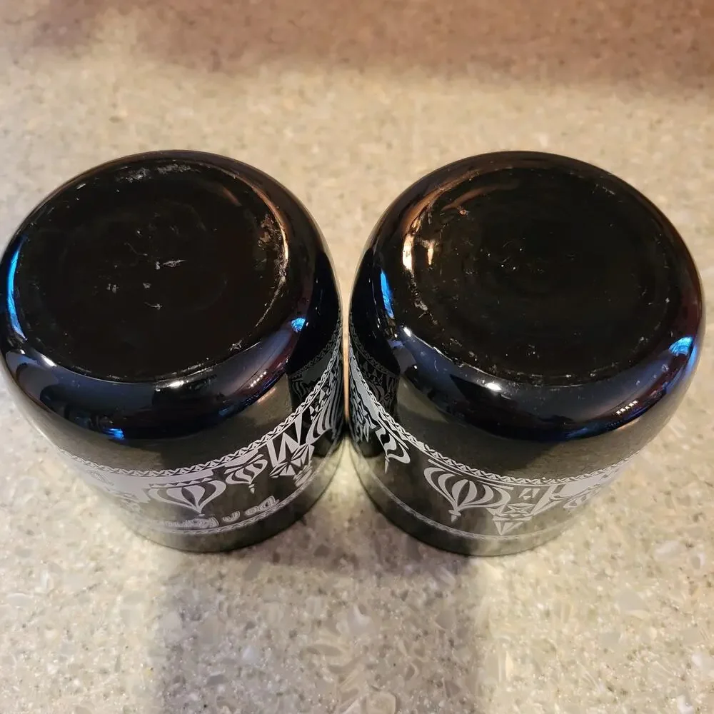 Set of 2 Kahlua Black Amber Drink Glasses White Russian Black Russian Libbey USA